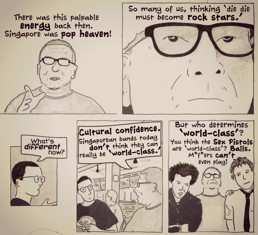 An early draft (with text) of a page from my long-form comic book project.